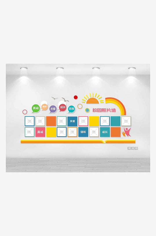 幼儿园卡通照片墙设计-众图网