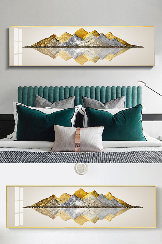 现代中式金箔山水装饰画-众图网