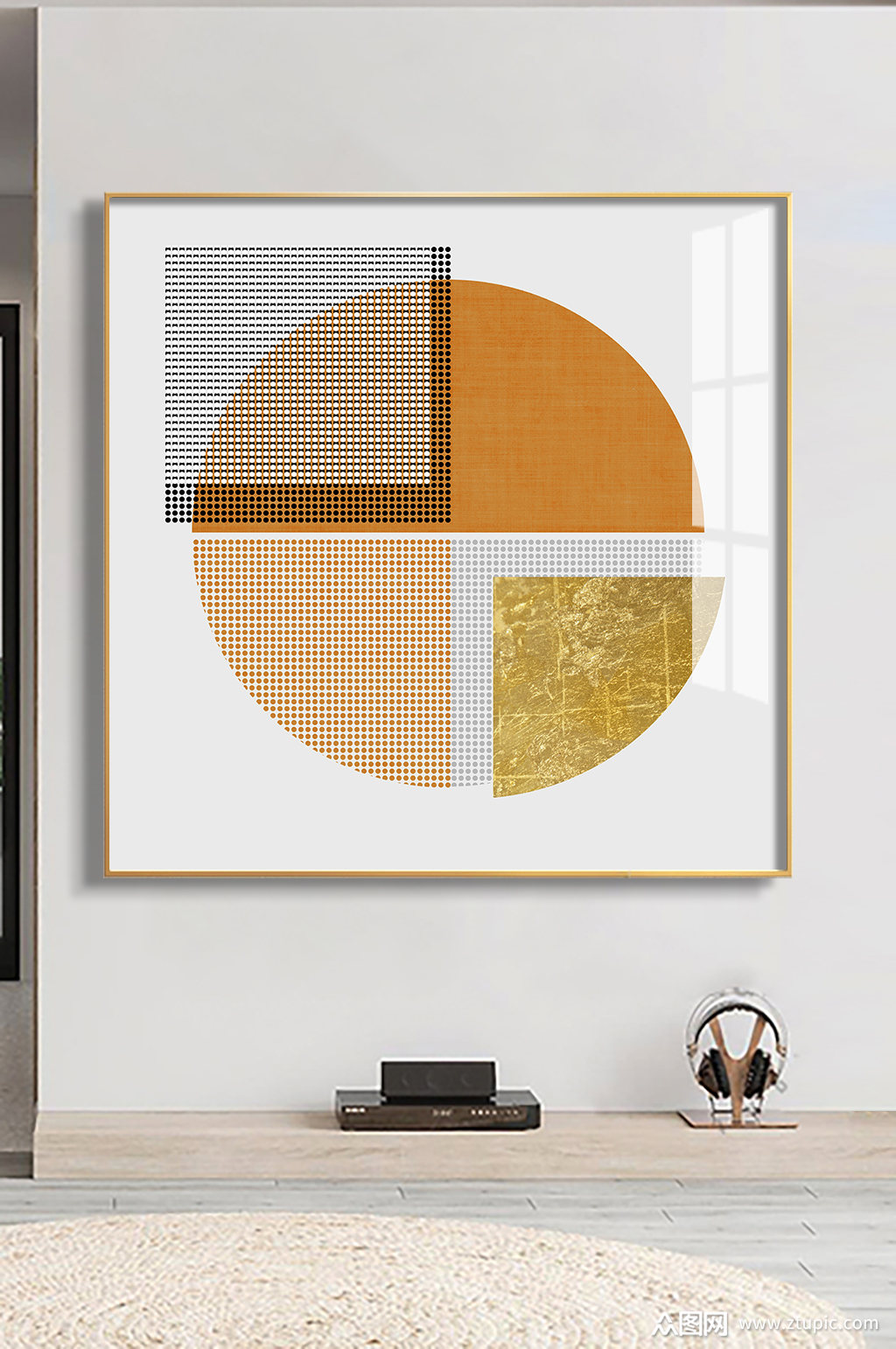 金箔橙色正方形装饰画