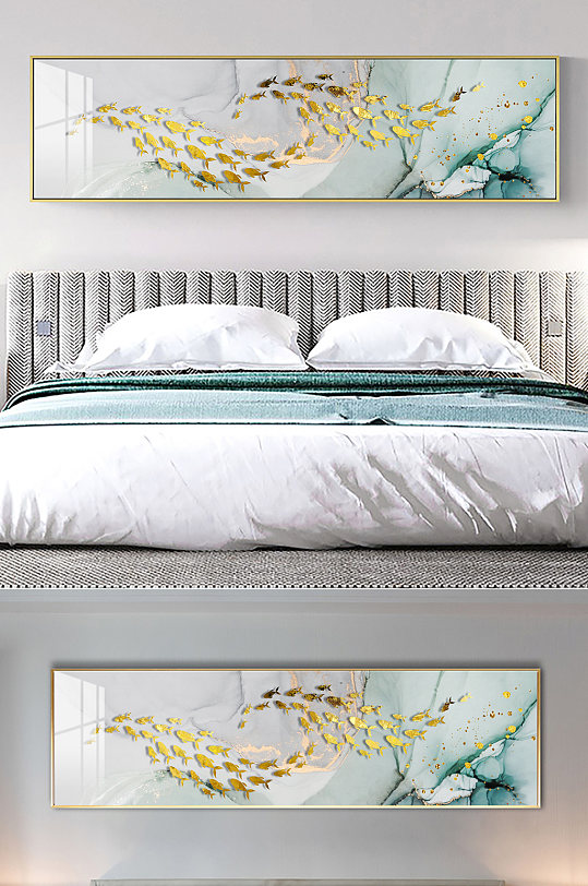 九鱼图抽象床头画-众图网