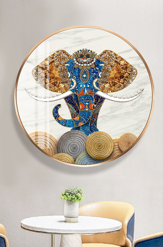 轻奢中式大象装饰画