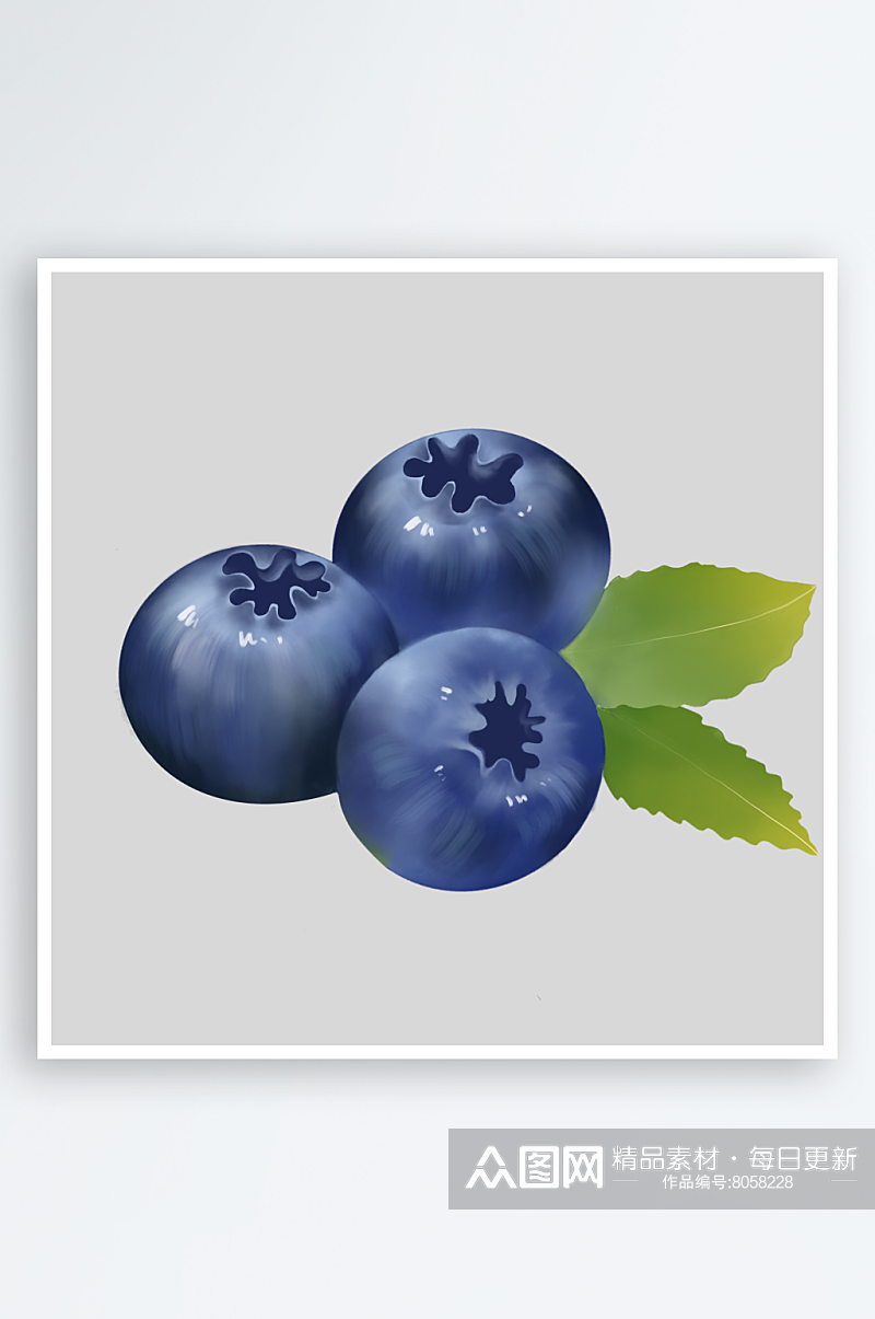 蓝莓原创手绘素材素材