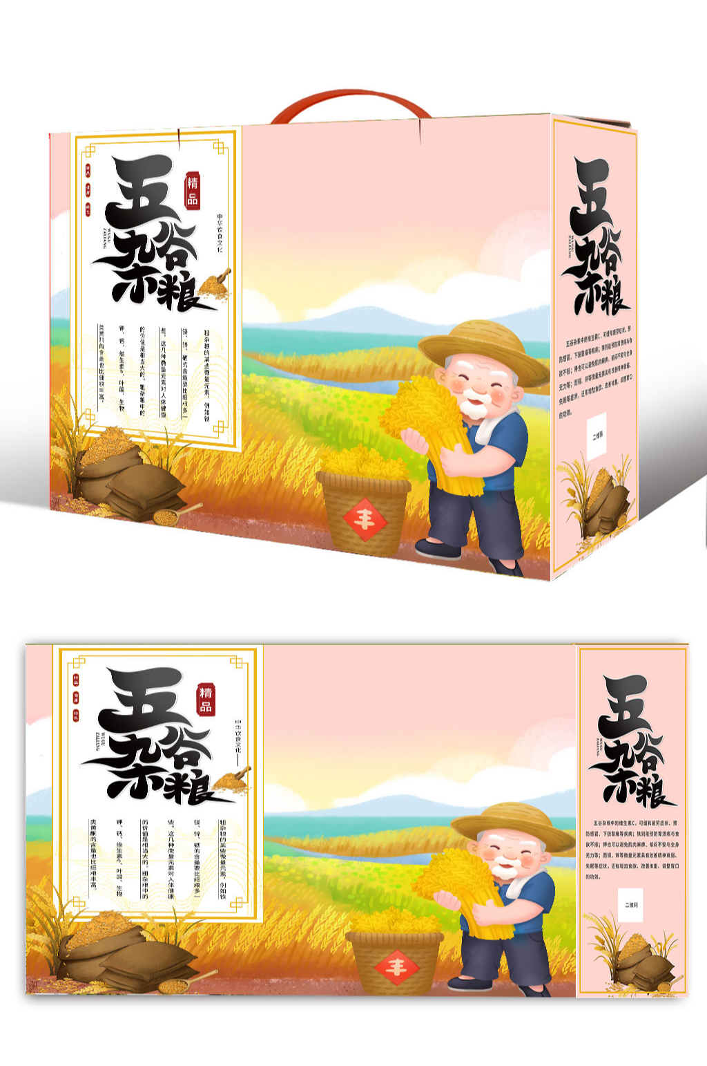 健康饮食五谷杂粮礼盒包装设计素材