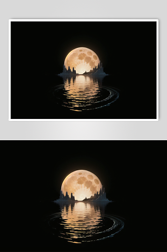 圆月满月风景数字艺术图片