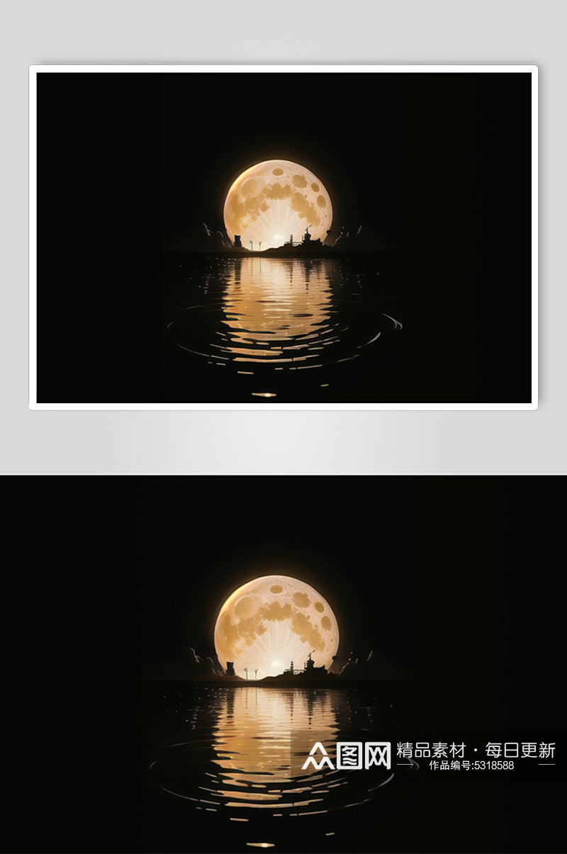 圆月满月风景数字艺术图片素材