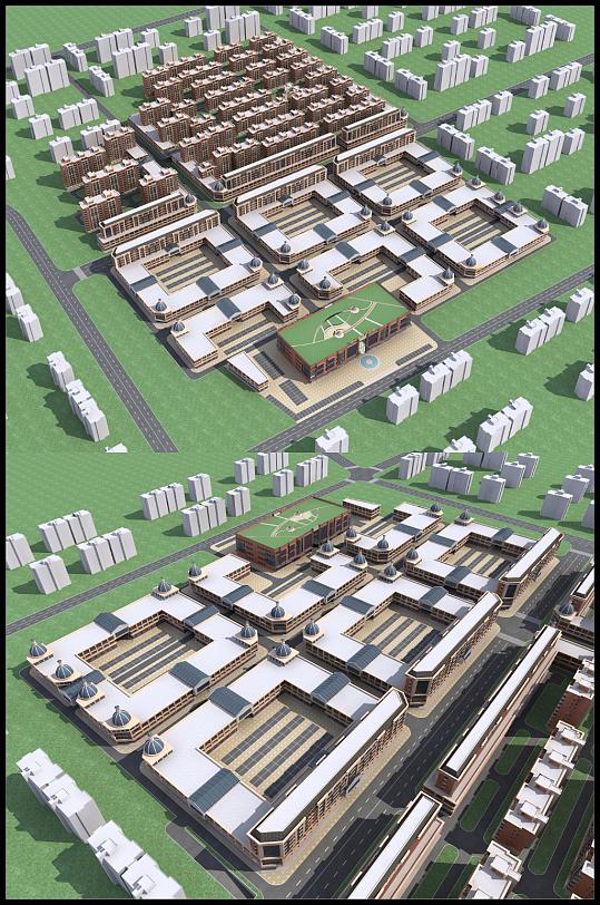 鑫县规划方案一3d建筑模型