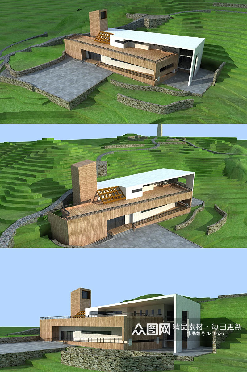 别墅3d建筑模型素材