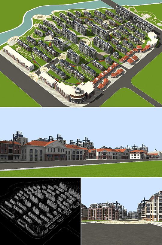 居住区规划3dmax建筑模型-众图网