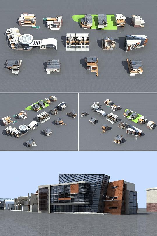 综合渡假别墅3dmax建筑模型-众图网