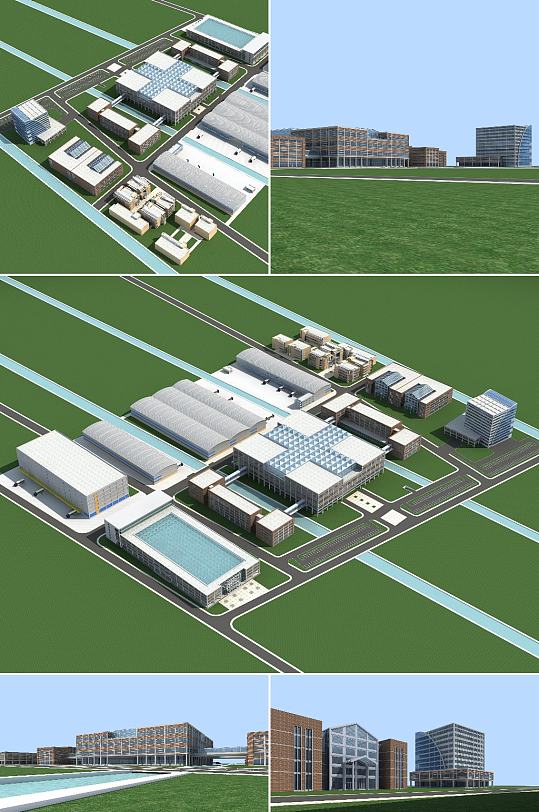 农产品物流基地3dmax建筑模型-众图网