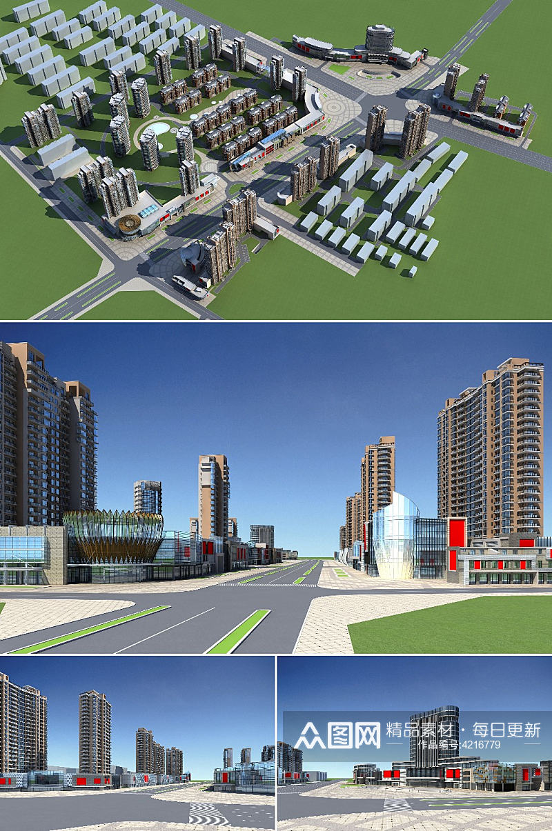 东蒙新城路东段3dmax建筑模型素材