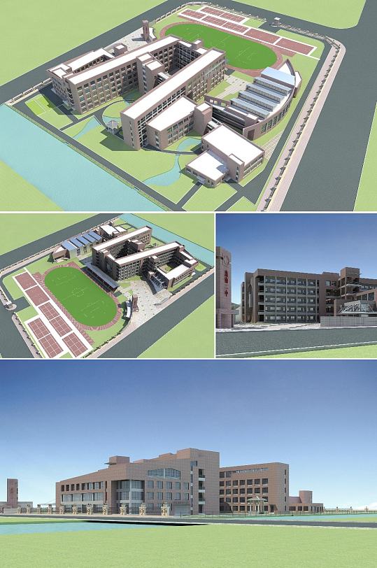 学校3dmax建筑模型-众图网