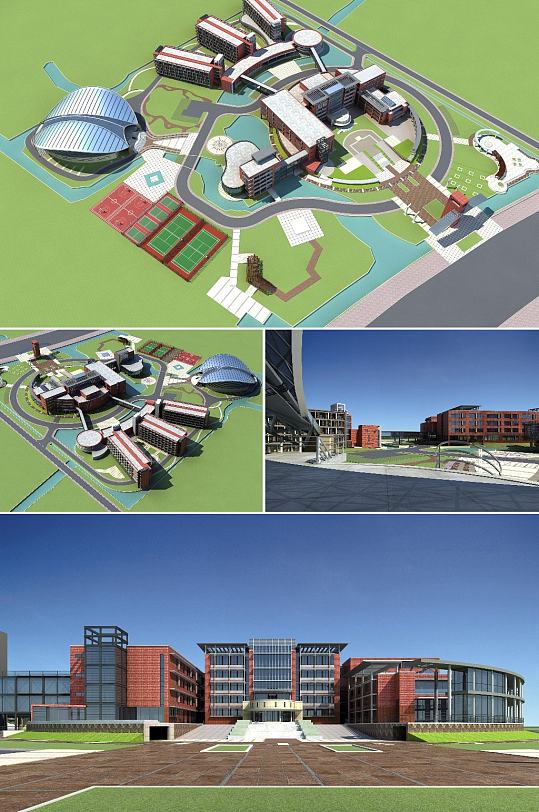 学校3dmax建筑模型-众图网