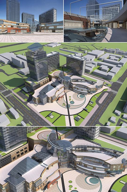 商业广场3dmax建筑模型