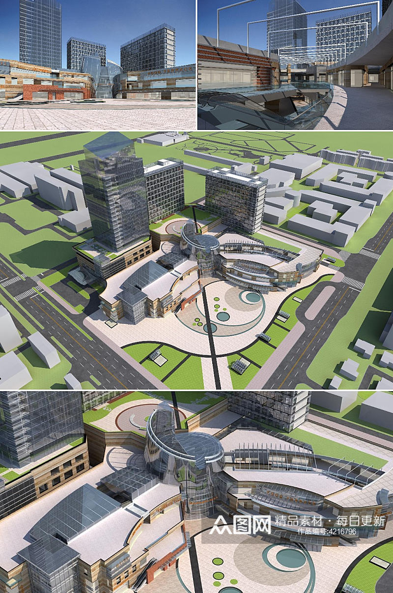 商业广场3dmax建筑模型素材