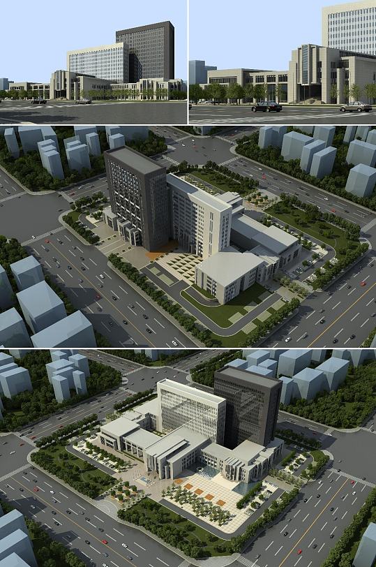 法院3dmax建筑模型-众图网