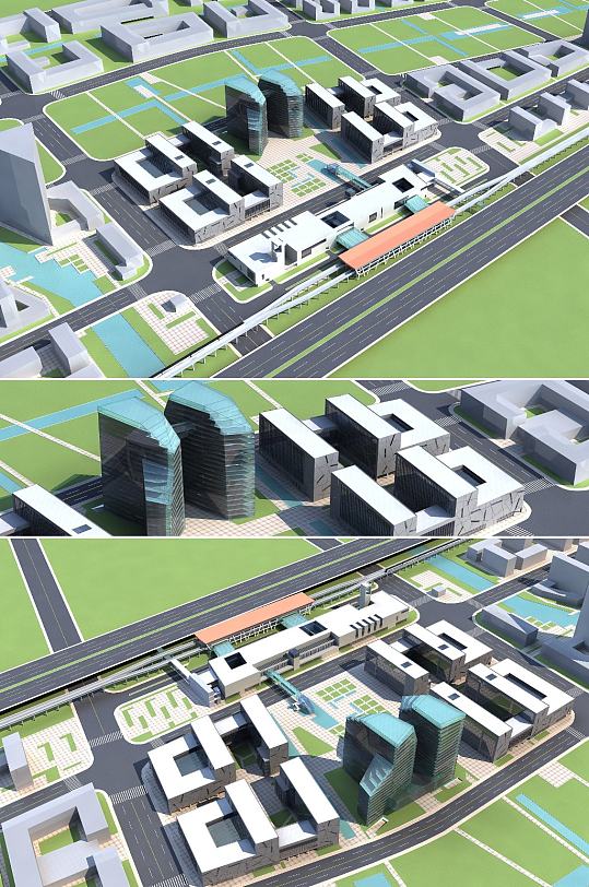 地铁站规划3dmax建筑模型-众图网