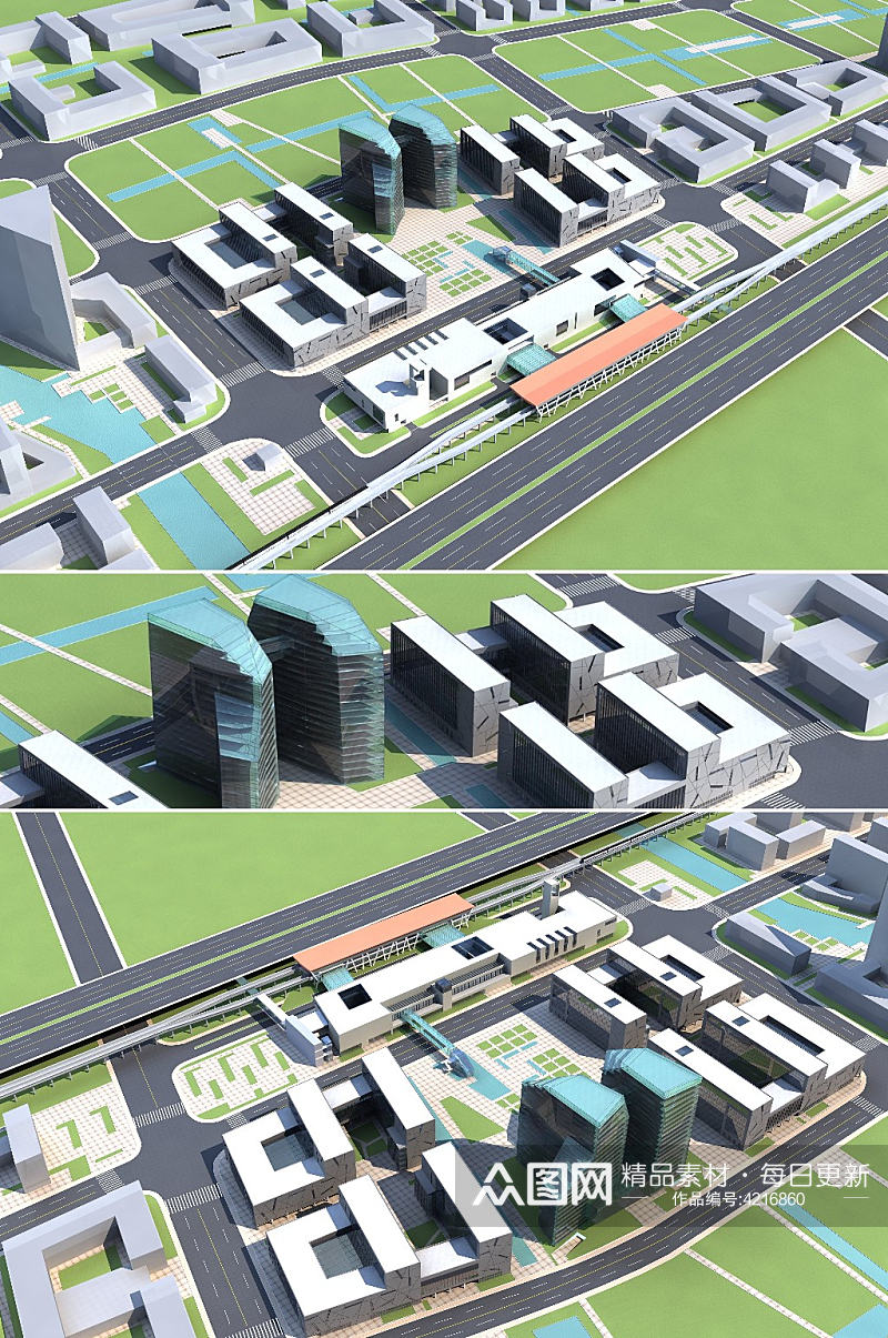 地铁站规划3dmax建筑模型素材