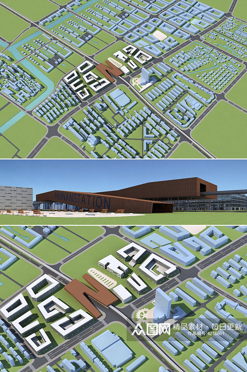 地铁站规划3dmax建筑模型素材