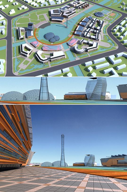 生态社区3dmax建筑模型-众图网