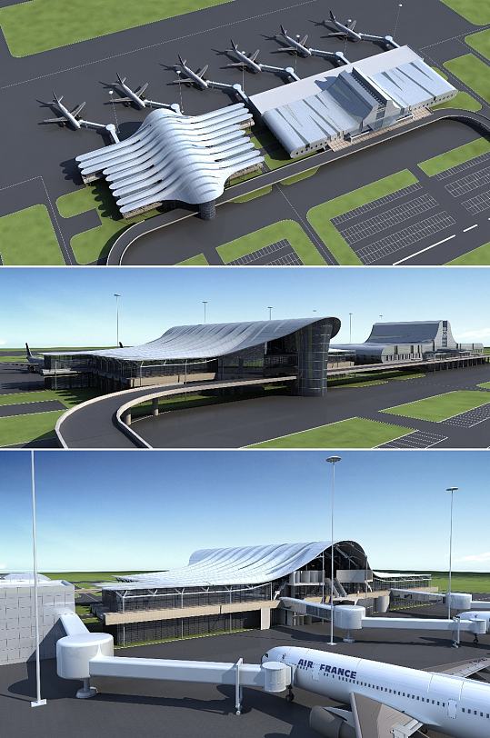 飞机场3dmax建筑模型-众图网