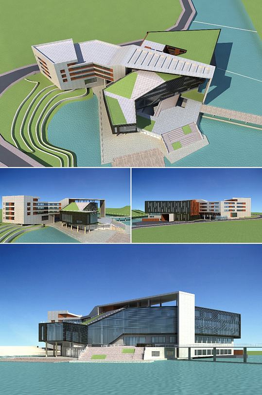 图书馆3dmax建筑模型-众图网