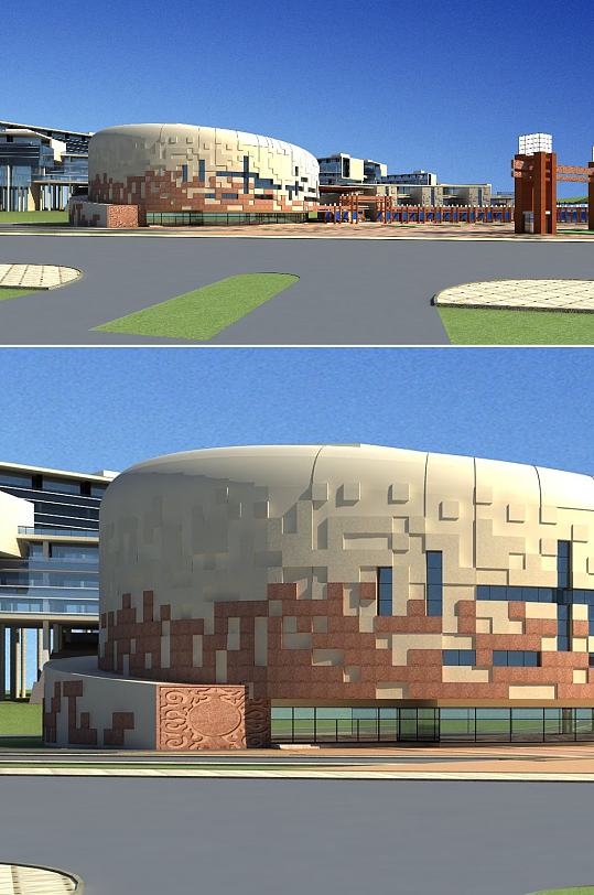 职教中心3dmax建筑模型-众图网