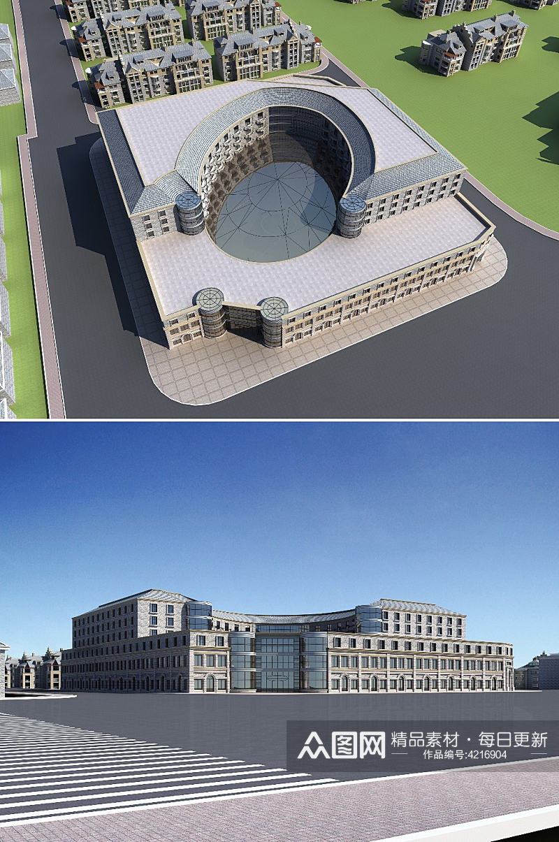 欧式办公楼3dmax建筑模型素材