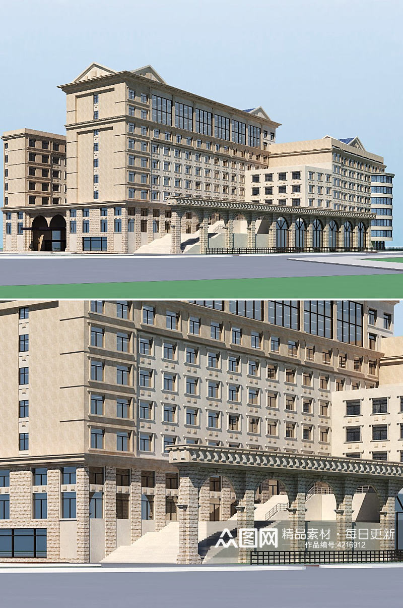 欧式酒店3dmax建筑模型素材