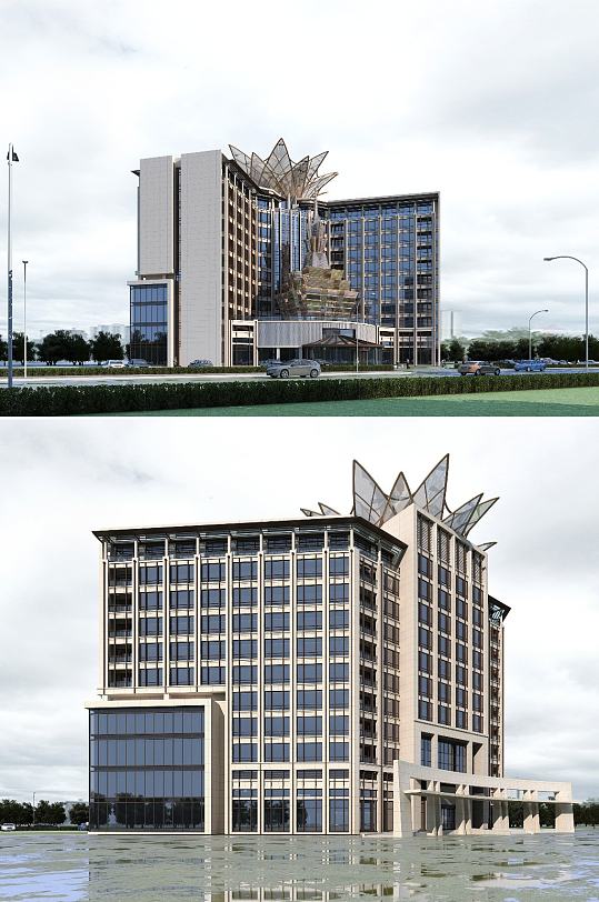 现代办公酒店3dmax建筑模型
