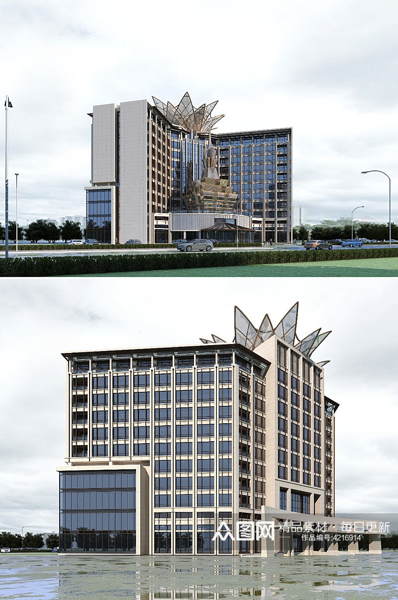 现代办公酒店3dmax建筑模型素材