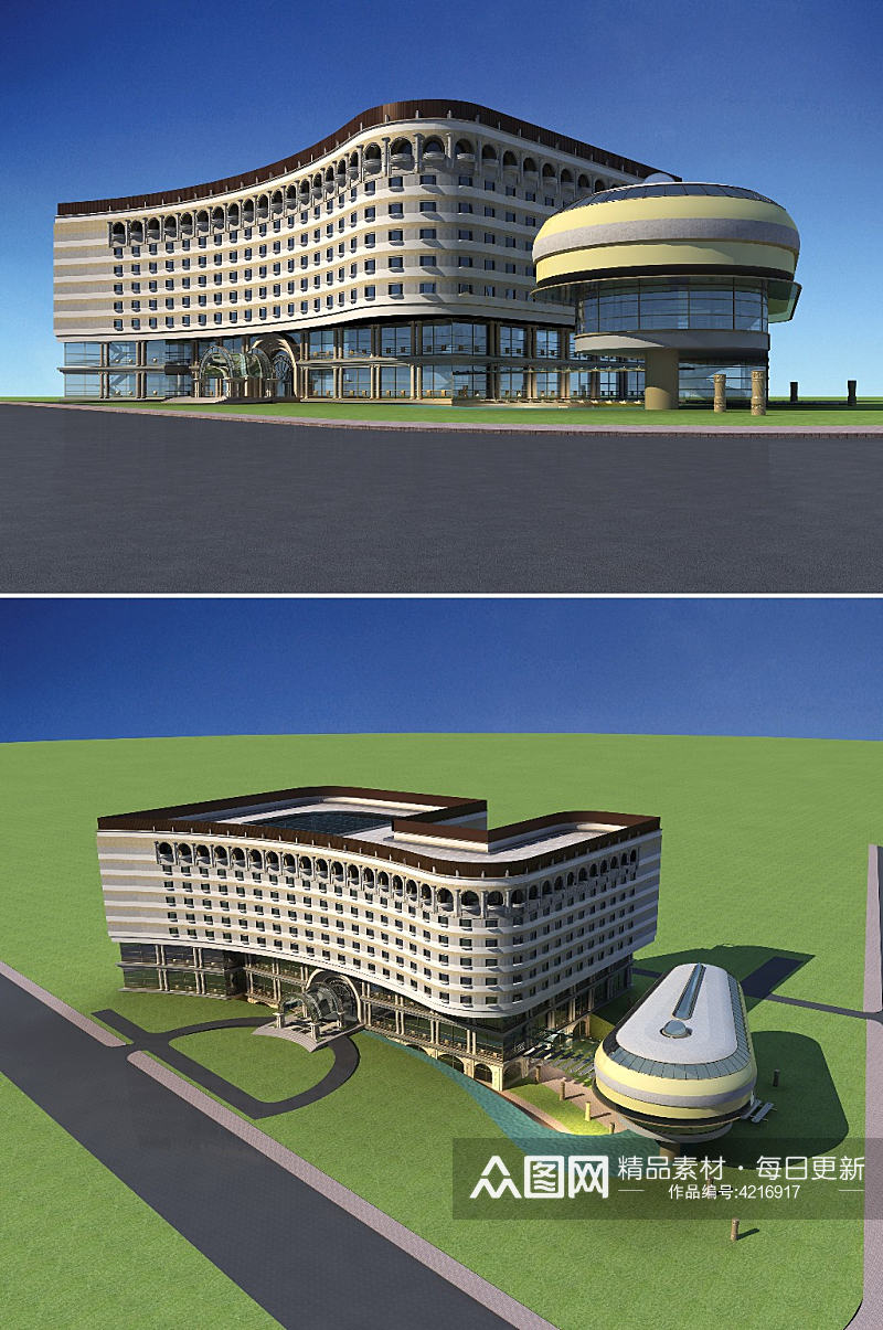 欧式酒店3dmax建筑模型素材