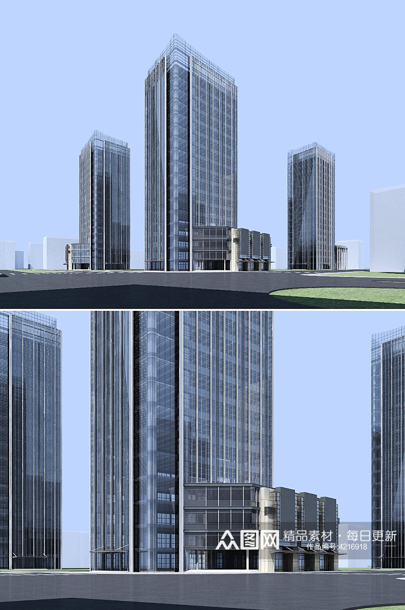 现代办公楼3dmax建筑模型素材