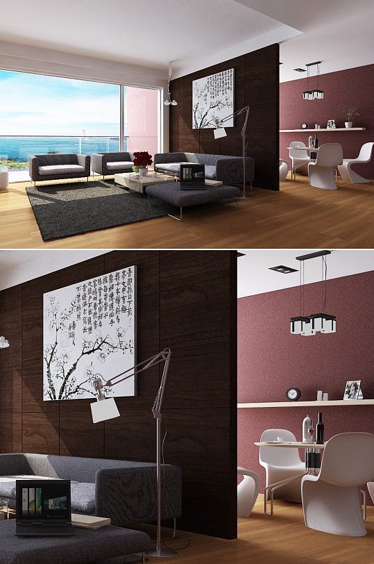 现代客厅3dmax模型-众图网