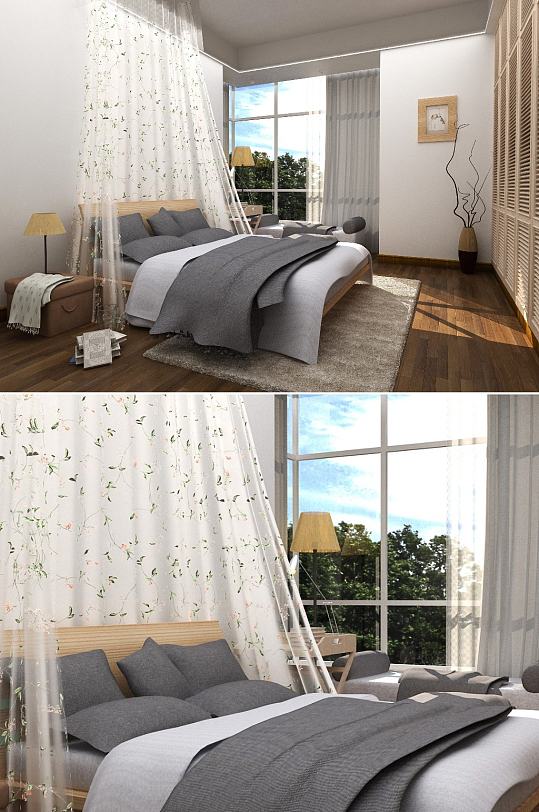 现代卧室3dmax模型-众图网