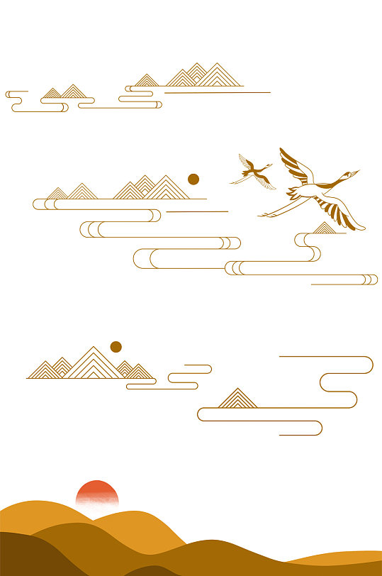 山国风山中国风中国传统纹样png素材