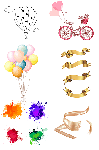 开业气球彩带彩色图形彩条自行车浪漫