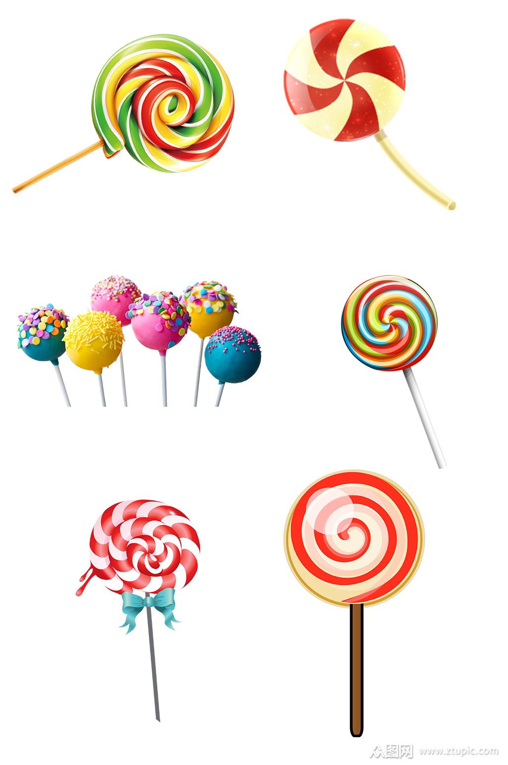五彩棒棒糖漂亮美味免扣素材
