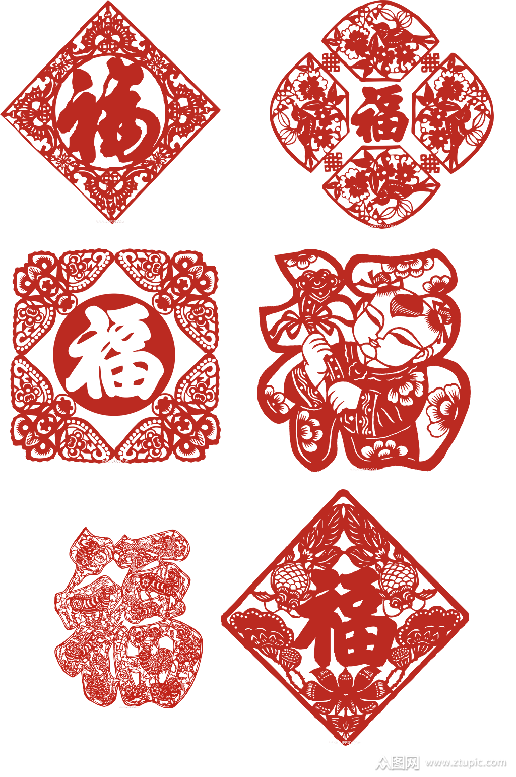 剪纸窗花1免扣素材新年