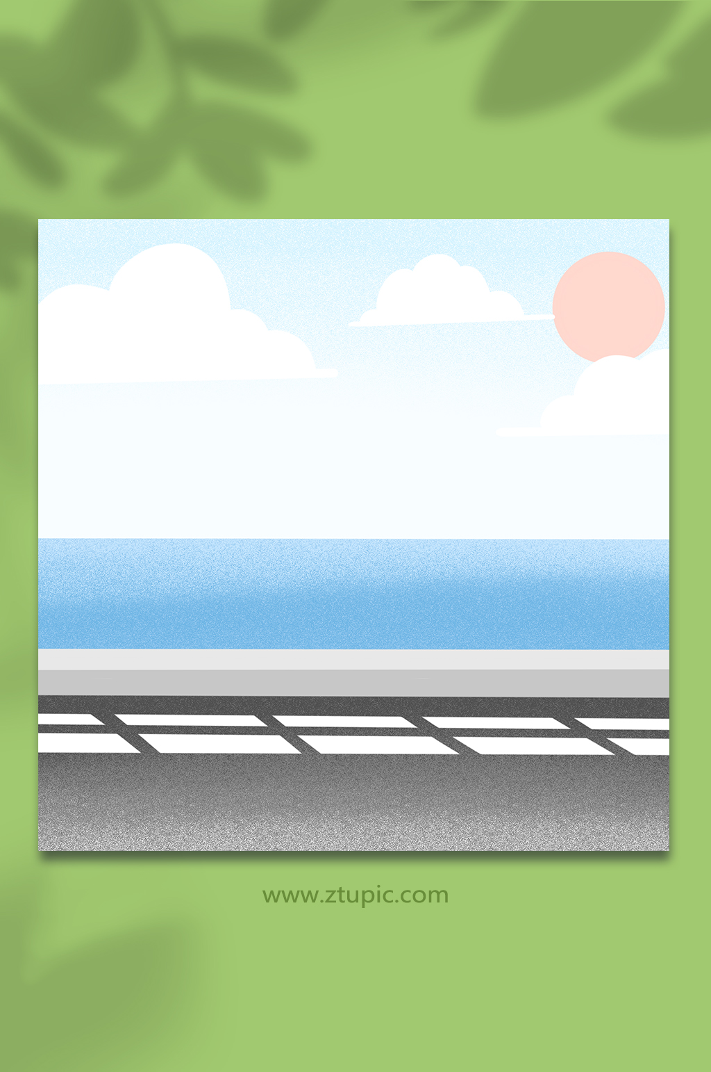 海边公路大海蓝色背景元素素材