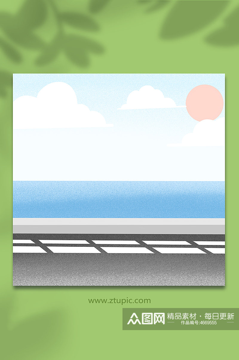 海边公路大海蓝色背景元素素材
