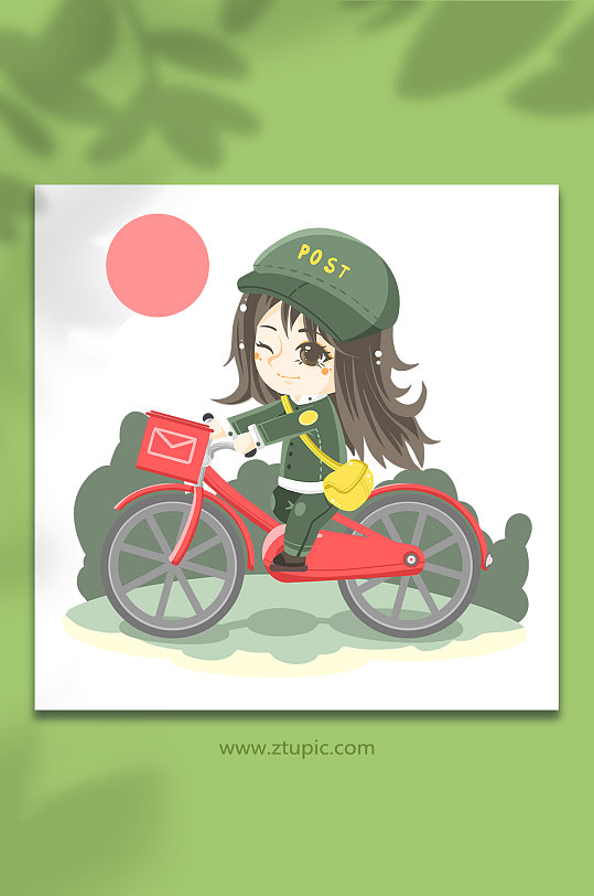 骑车送邮件邮递女孩邮差邮递员人物插画立即下载做运动女孩卡通人物
