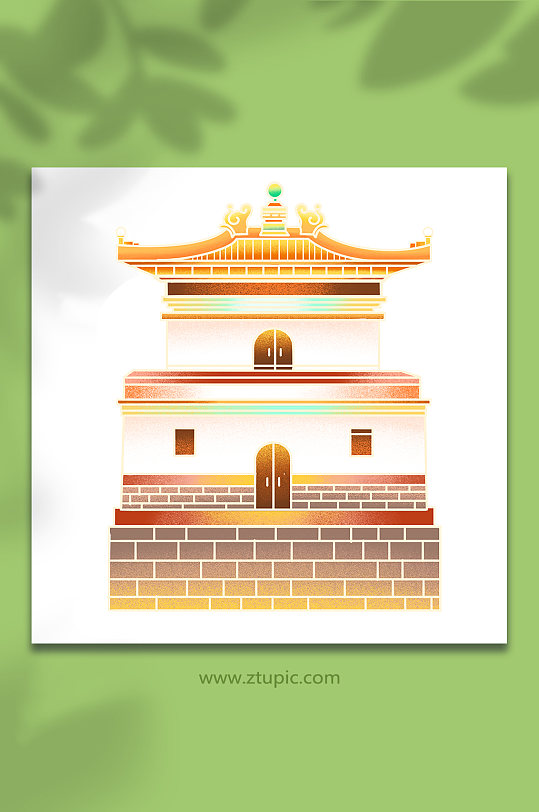 扁平风鼓楼钟楼北京城市建筑元素