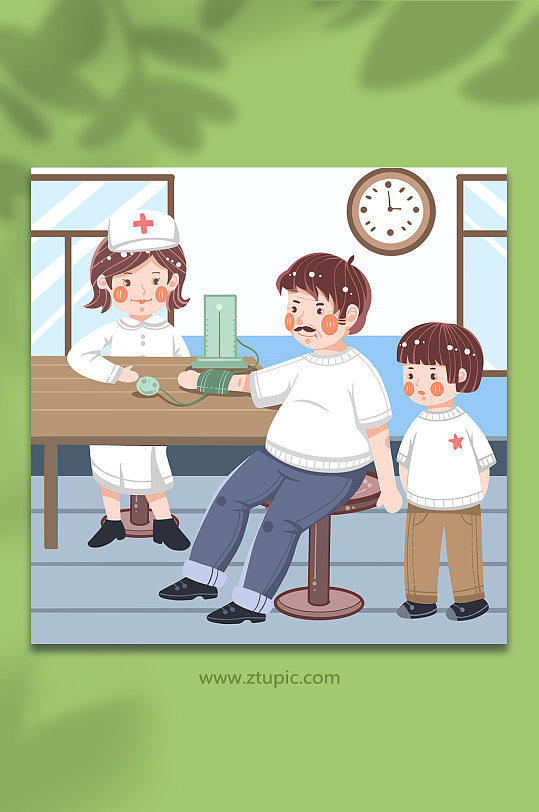 護(hù)士站量血壓醫(yī)療高血壓人物插畫(huà)