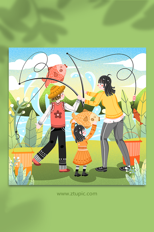 卡通钓鱼人物图片-卡通钓鱼人物素材下载-众图网