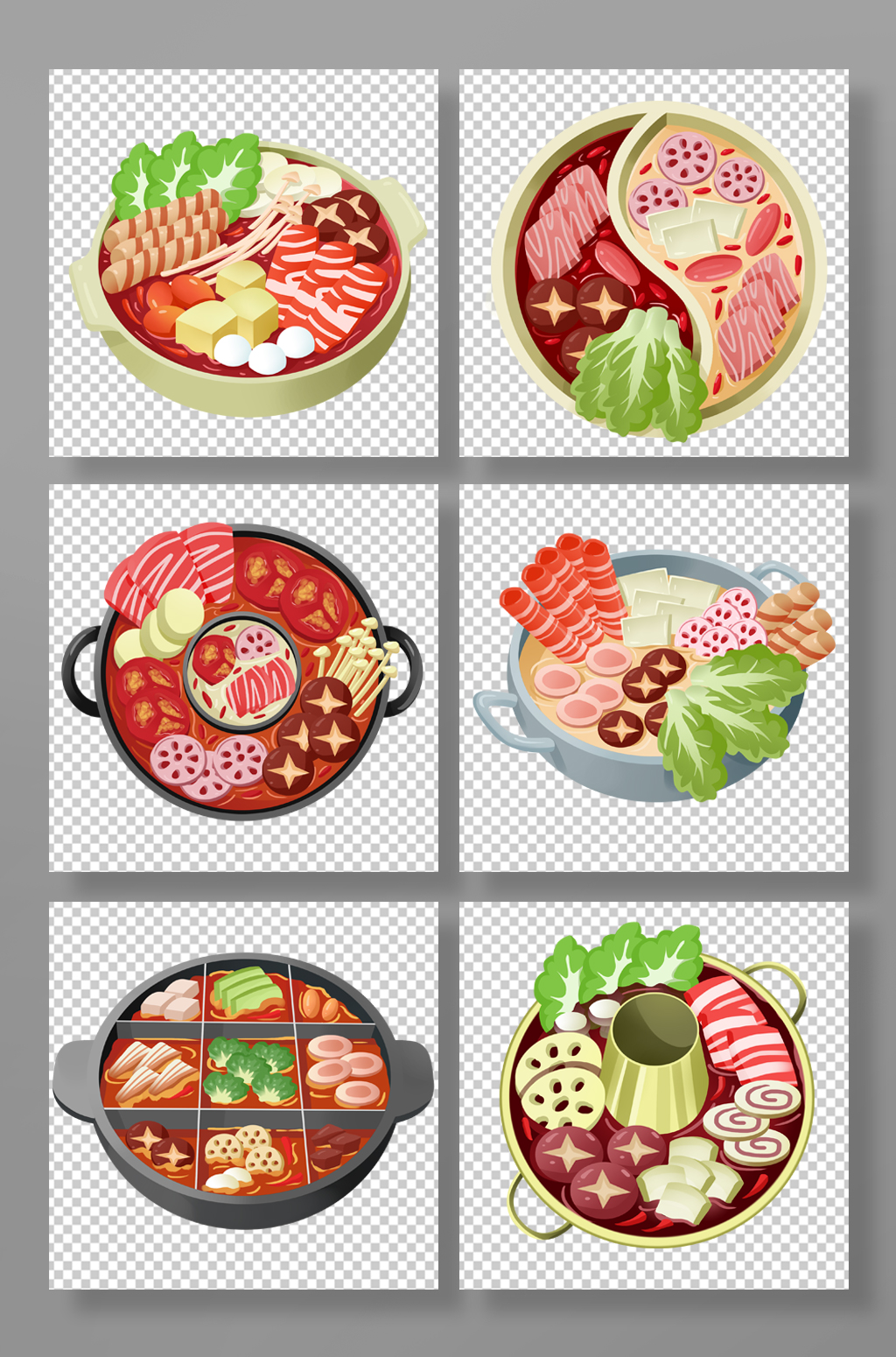 卡通美味火鍋美食元素插畫素材