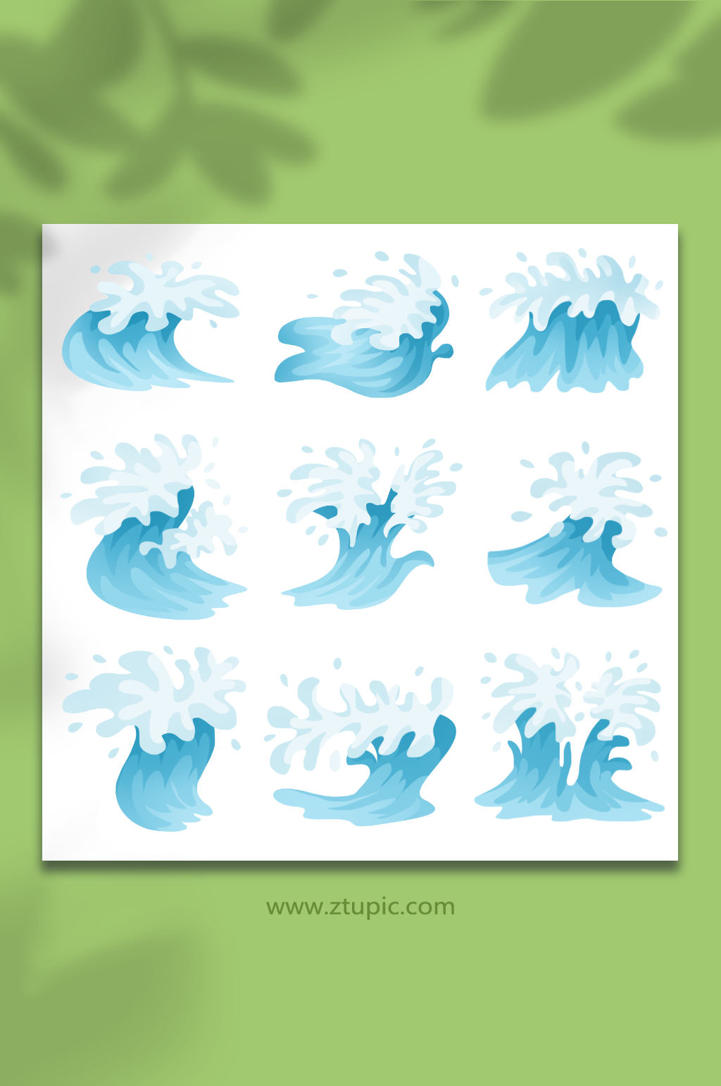 手绘卡通海浪浪花插画元素素材下载-众图网