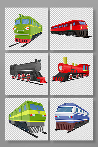 手绘卡通火车铁路交通工具插画元素