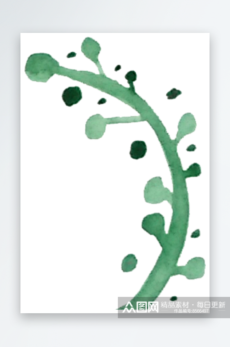 手绘水彩水墨叶子树叶植物绿叶落叶PNG素材