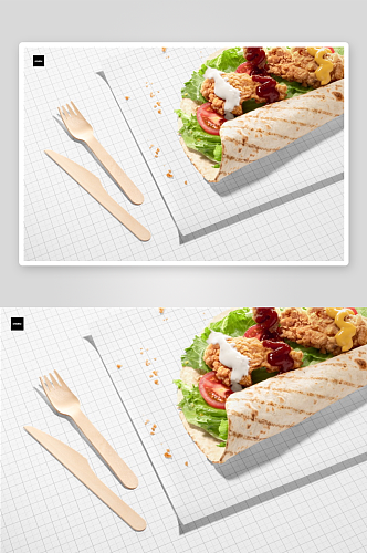 快餐食品热狗汉堡肉卷糕点安全包装纸样机
